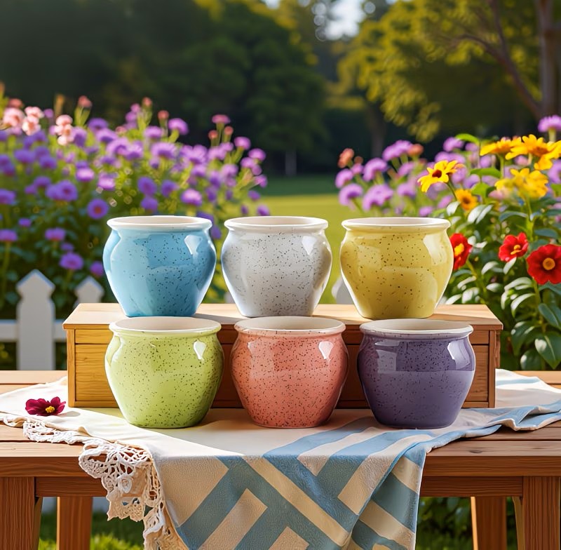 Sets of 6 Mini Speckled Ceramic Pots – 8cm