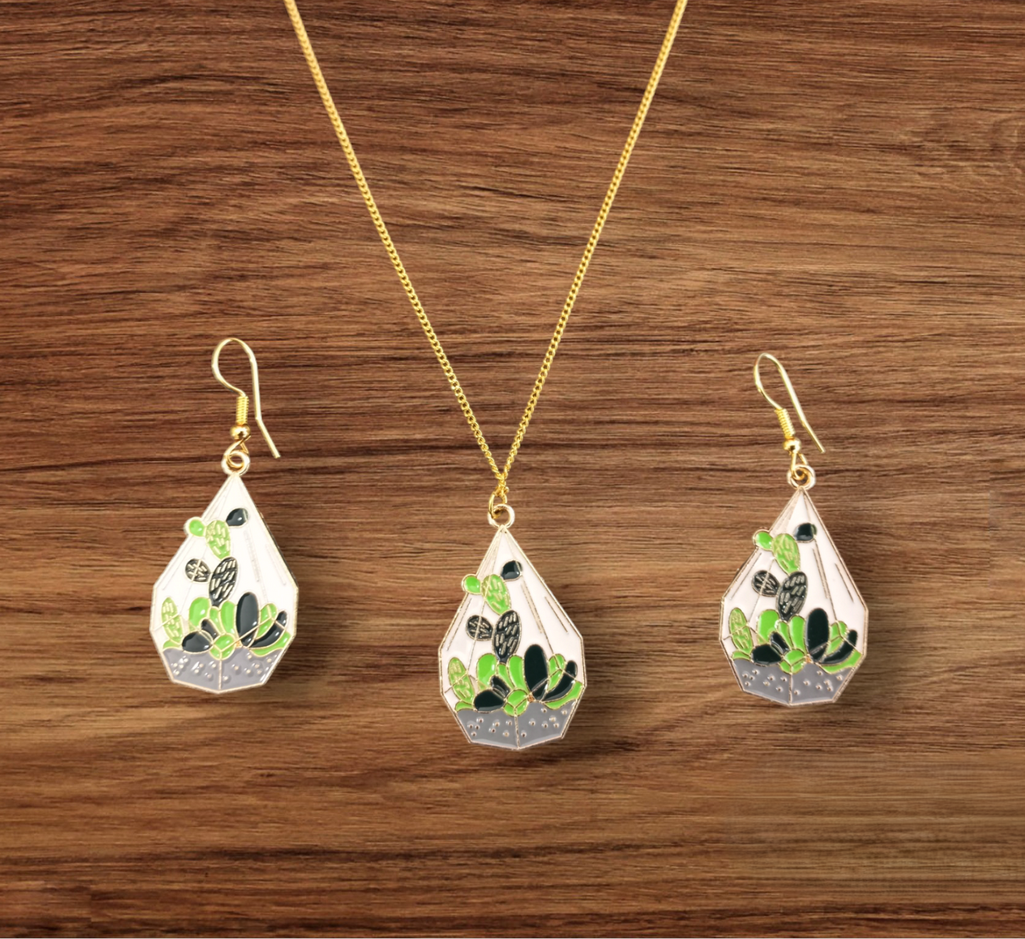 Succulent Earing and Necklace Sets