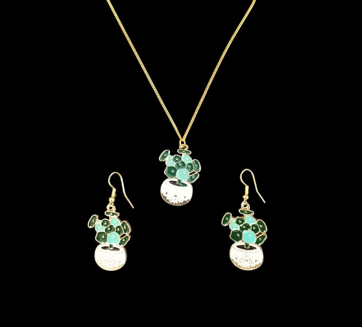 Succulent Earing and Necklace Sets