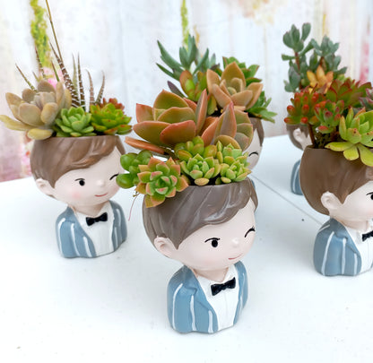 ''Suit Boy'' Succulent Arrangements - 11cmH