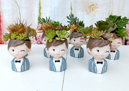 ''Suit Boy'' Succulent Arrangements - 11cmH