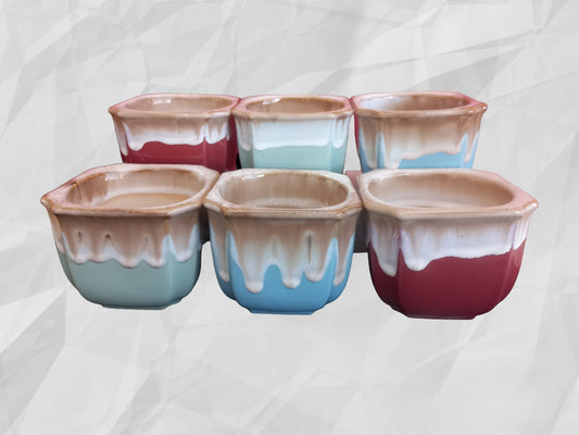 Ceramic Pot Set with Dripping Glaze Design