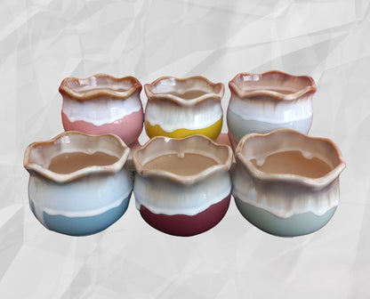 Elegant Wave Rim Ceramic Pot Set