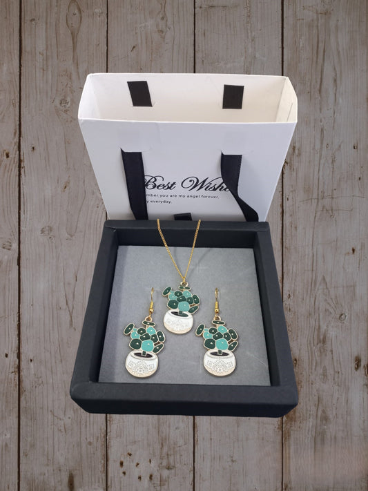 Succulent Earing and Necklace Sets