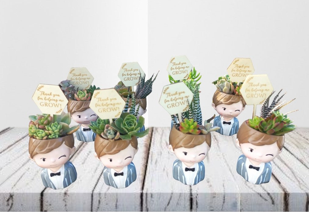 'Suit Boys' Succulent Pots - Return Gifts / Souvenir Gifts