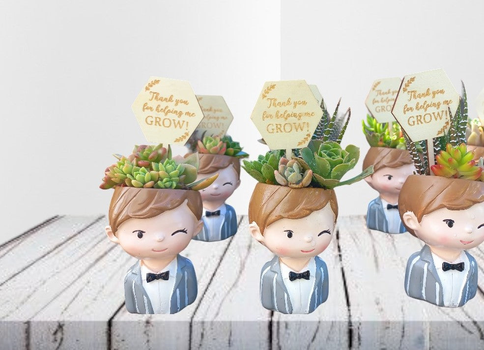 'Suit Boys' Succulent Pots - Return Gifts / Souvenir Gifts