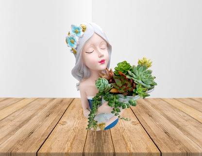 Lady holding a Bouquet Succulent Arrangements - Large - In store collection