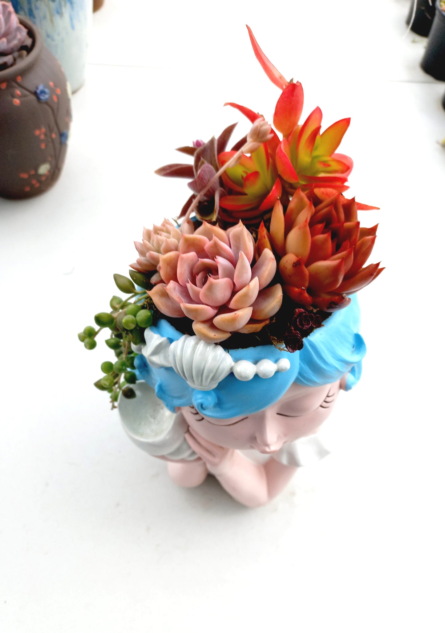 Large Fairy Tale Princess Flowerpot - Listen to the Sea !