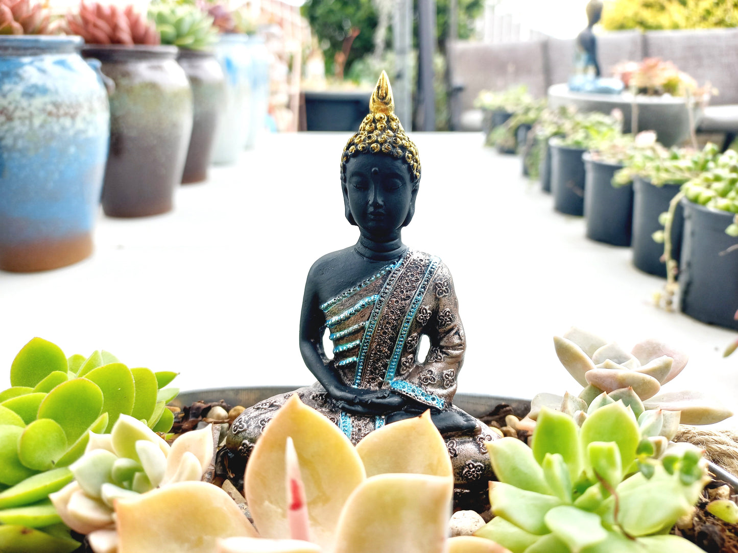 Buddha Succulent Vintage Metal Flowerpot