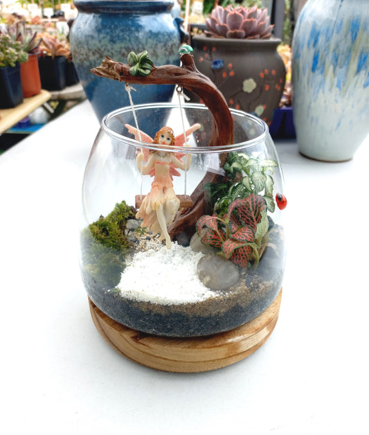 Swinging Fairy on tree Terrarium