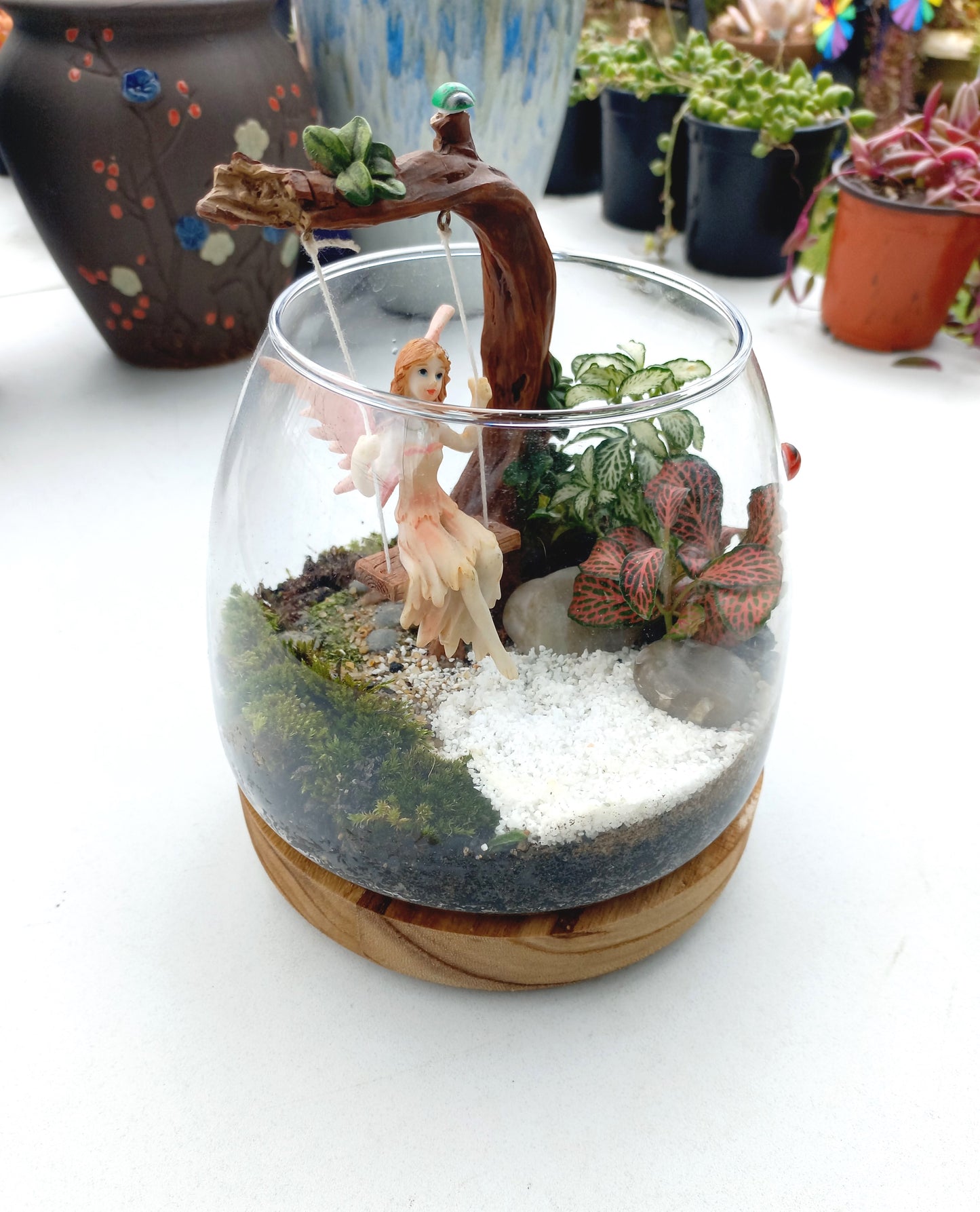 Swinging Fairy on tree Terrarium