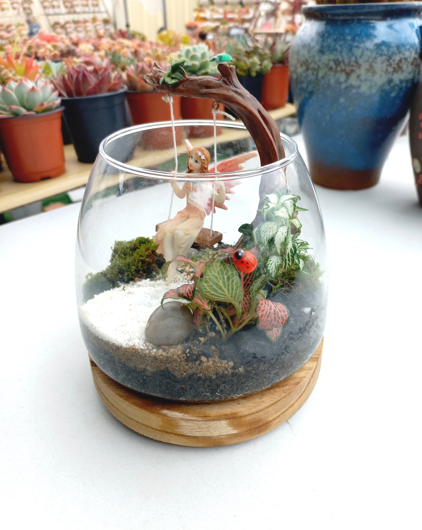 Swinging Fairy on tree Terrarium