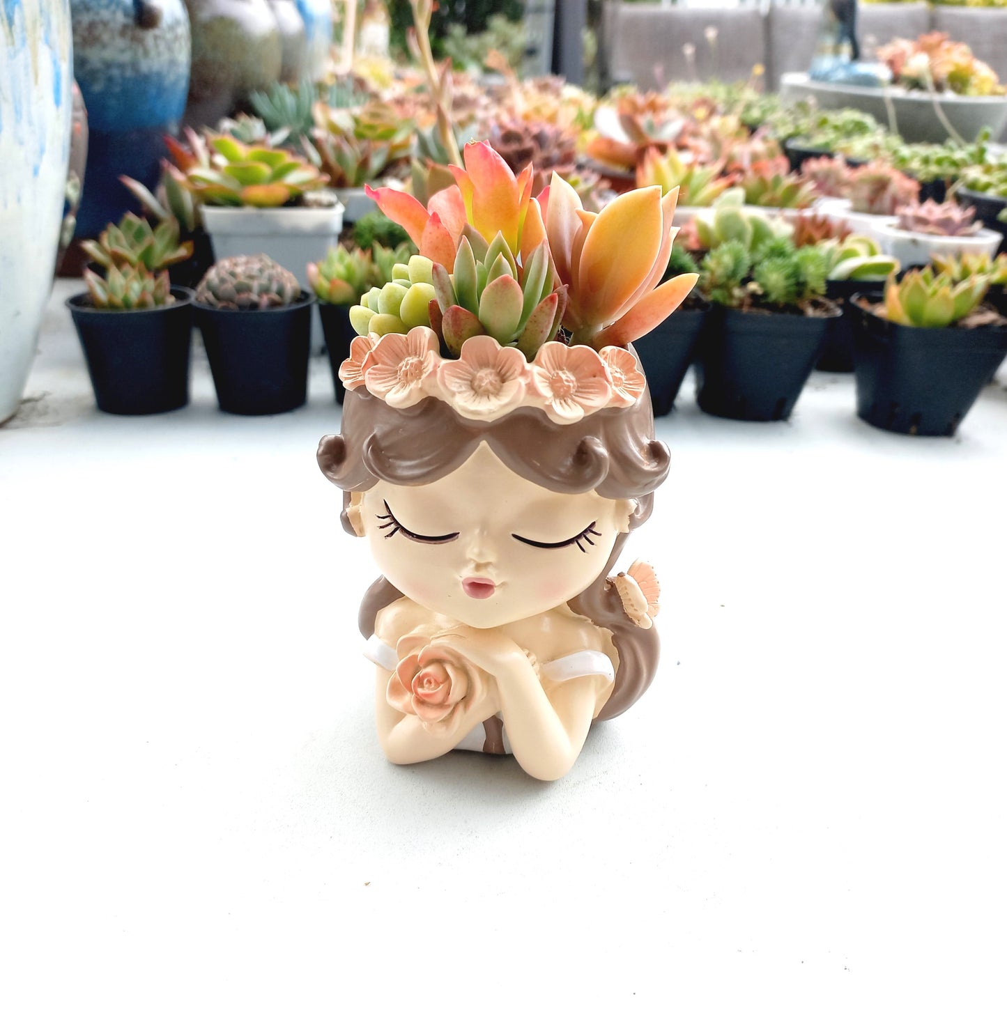 Fairy tale Princess girl Succulent pot - 110mm H