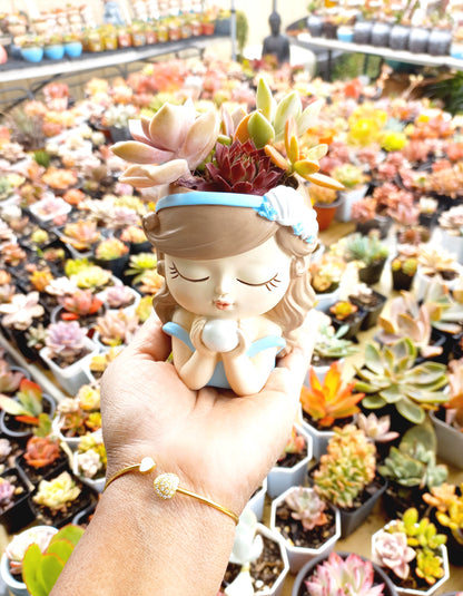 Fairy tale Princess girl Succulent pot - 110mm H