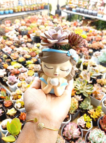 Fairy tale Princess girl Succulent pot - 110mm H