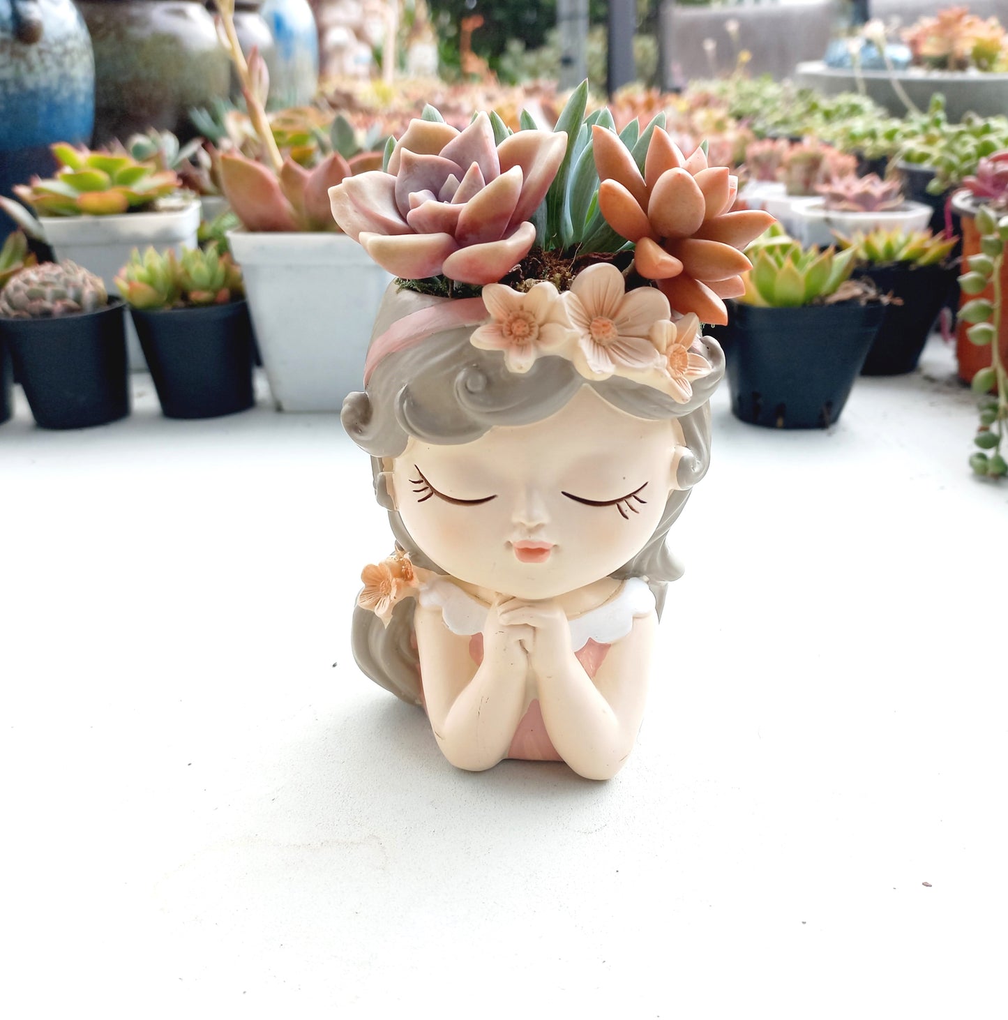 Fairy tale Princess girl Succulent pot - 110mm H