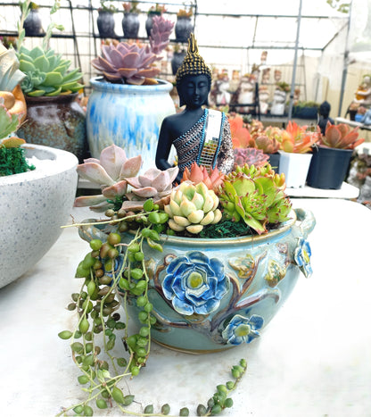 Buddha Succulent flower pattered Ceramic Bowl