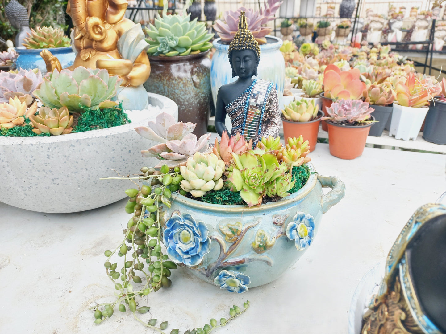 Buddha Succulent flower pattered Ceramic Bowl