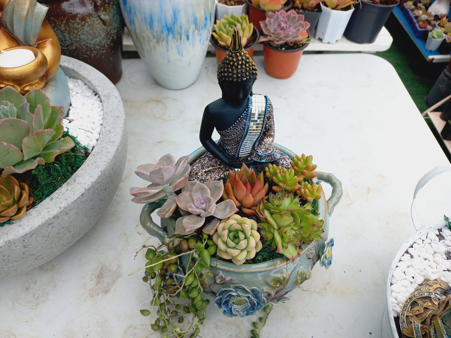 Buddha Succulent flower pattered Ceramic Bowl