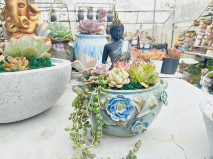 Buddha Succulent flower pattered Ceramic Bowl