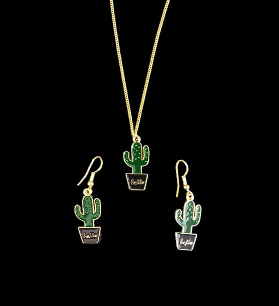 Succulent Earing and Necklace Sets