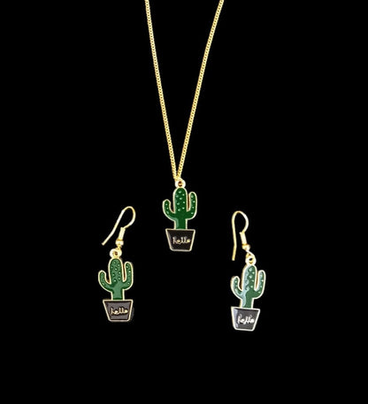 Succulent Earing and Necklace Sets