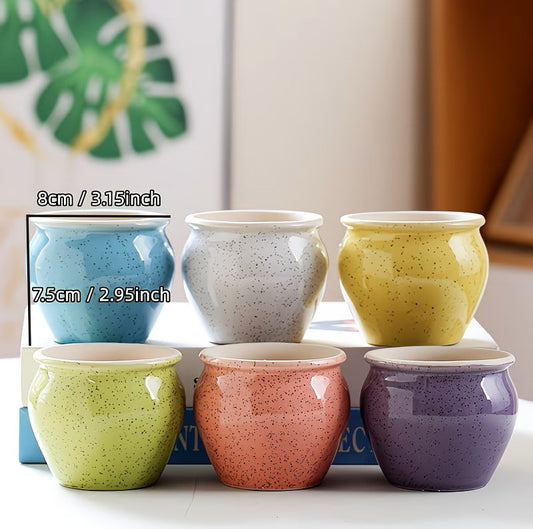 Sets of 6 Mini Speckled Ceramic Pots – 8cm