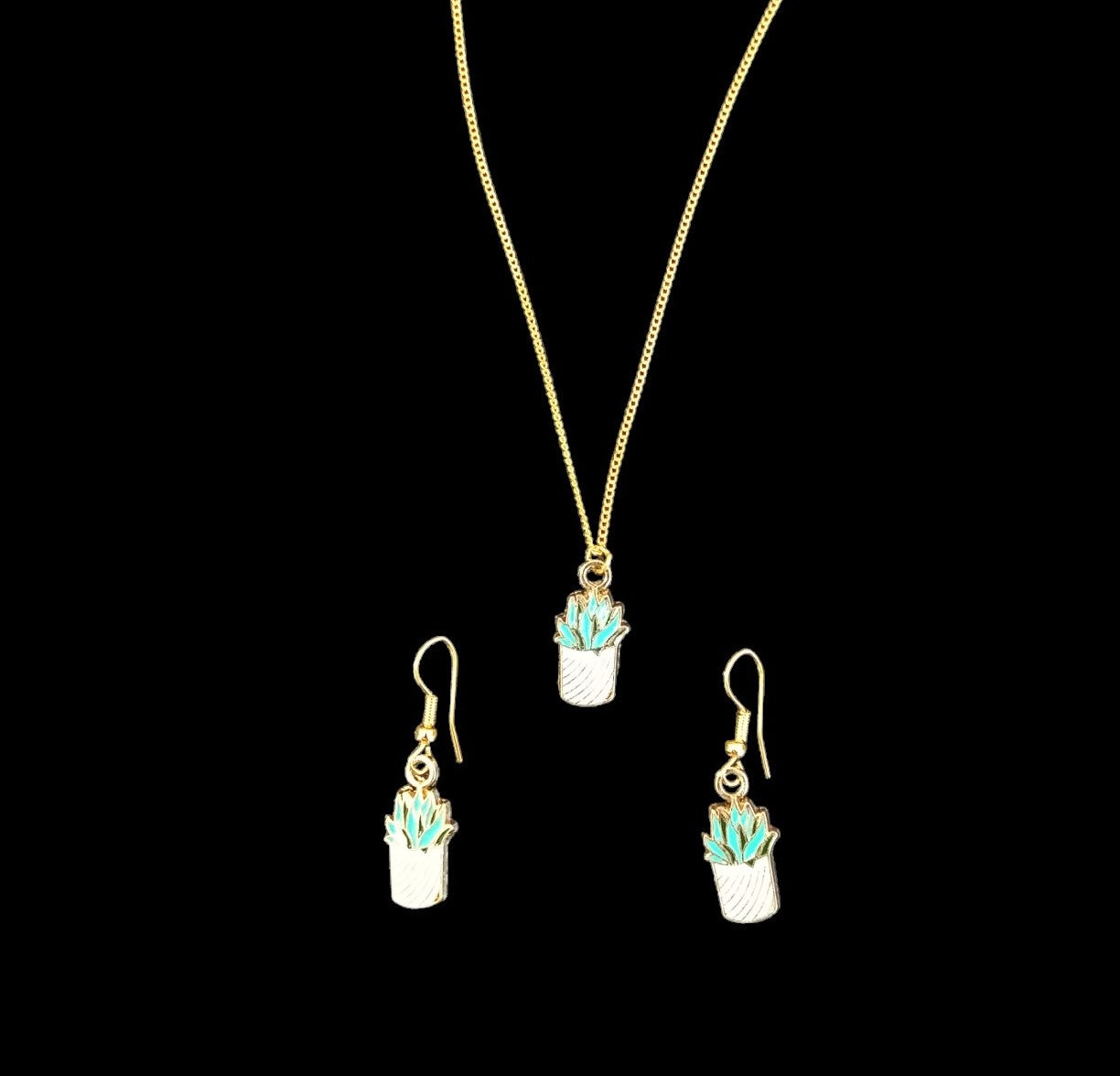 Succulent Earing and Necklace Sets