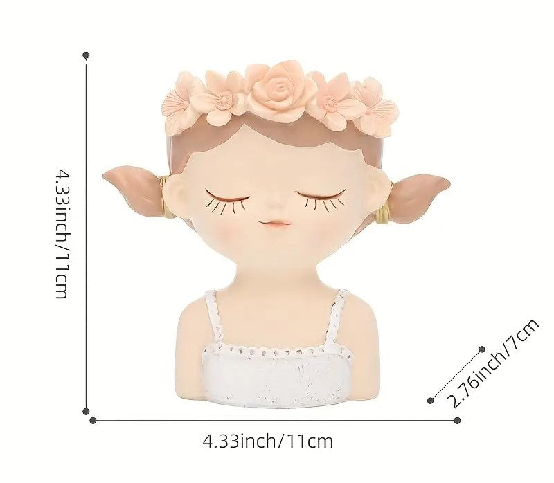 Fairy Princess Planter – Pigtail Girl Pot (11cm)