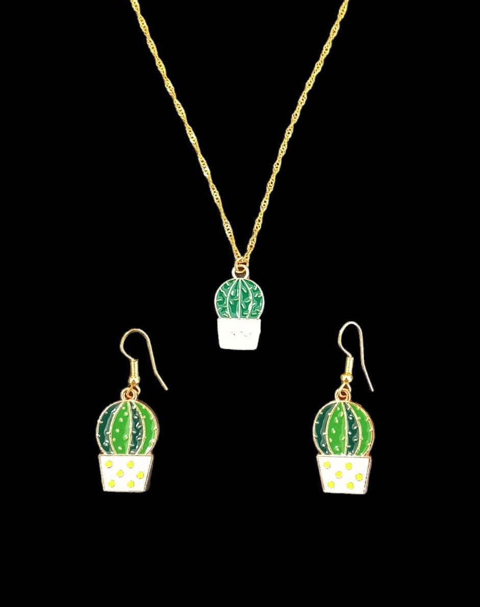 Succulent Earing and Necklace Sets