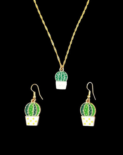 Succulent Earing and Necklace Sets