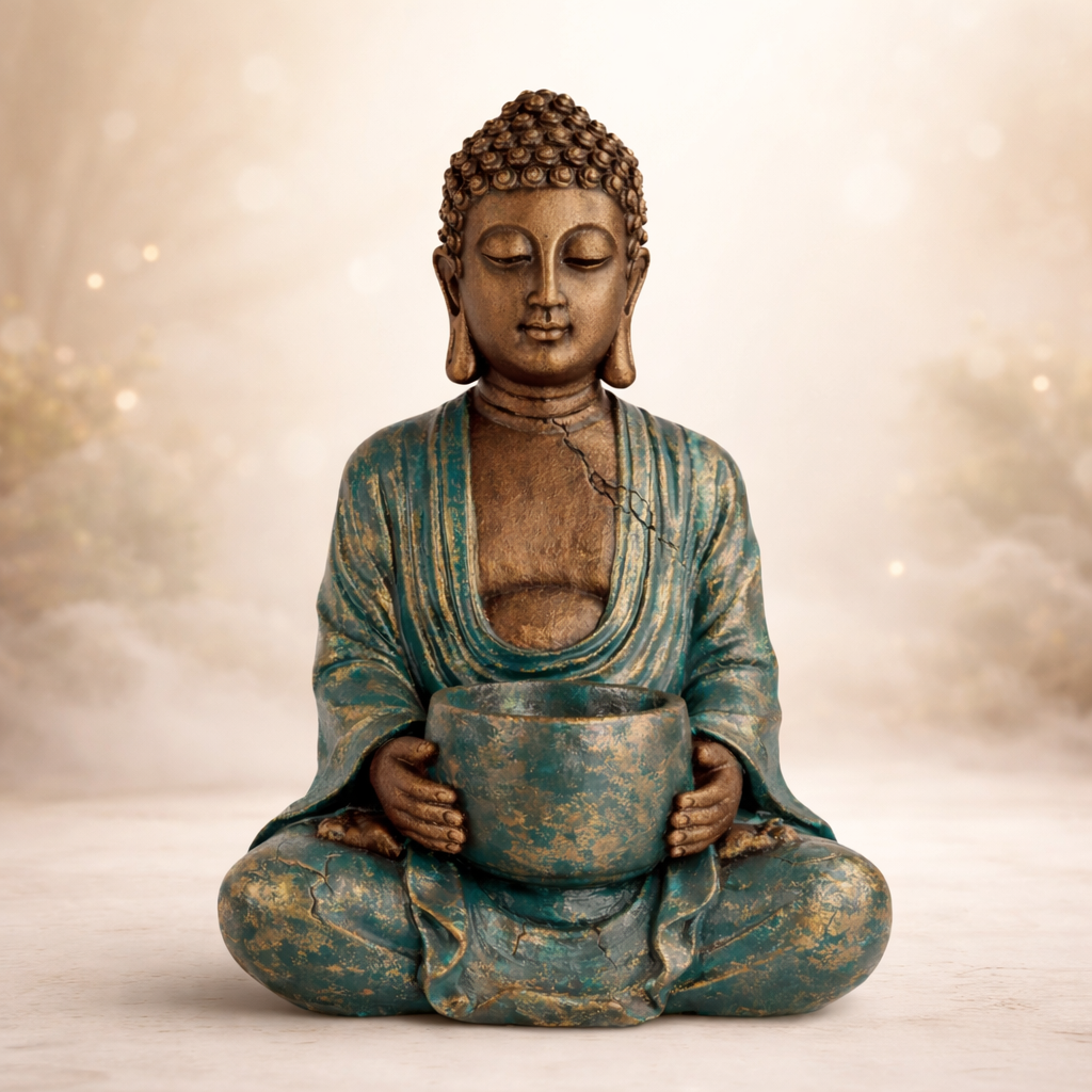 Peaceful Buddha Candle Holder Statue