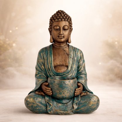 Peaceful Buddha Candle Holder Statue