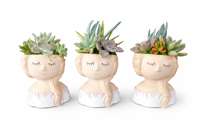 Bonnie Girl Succulent Pot - 16cm H - White