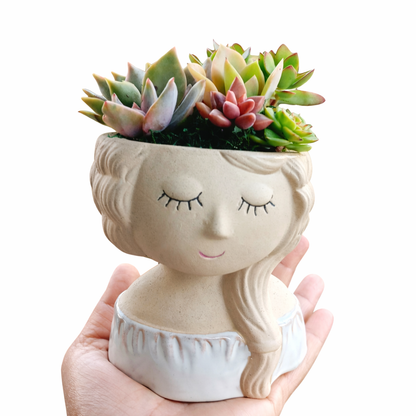 Bonnie Girl Succulent Pot - 16cm H - White