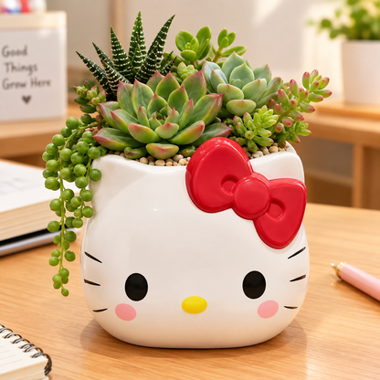 🌸 Hello Kitty Style Planter & Desk Organizer – Cute Home Décor