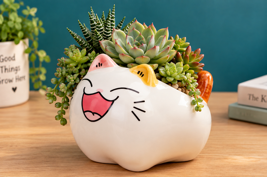 🐱 Adorable Cat Ceramic Planter – Cute Flower Pot