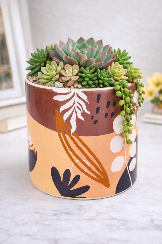 Esme Foliage Planter - Pink & Purple