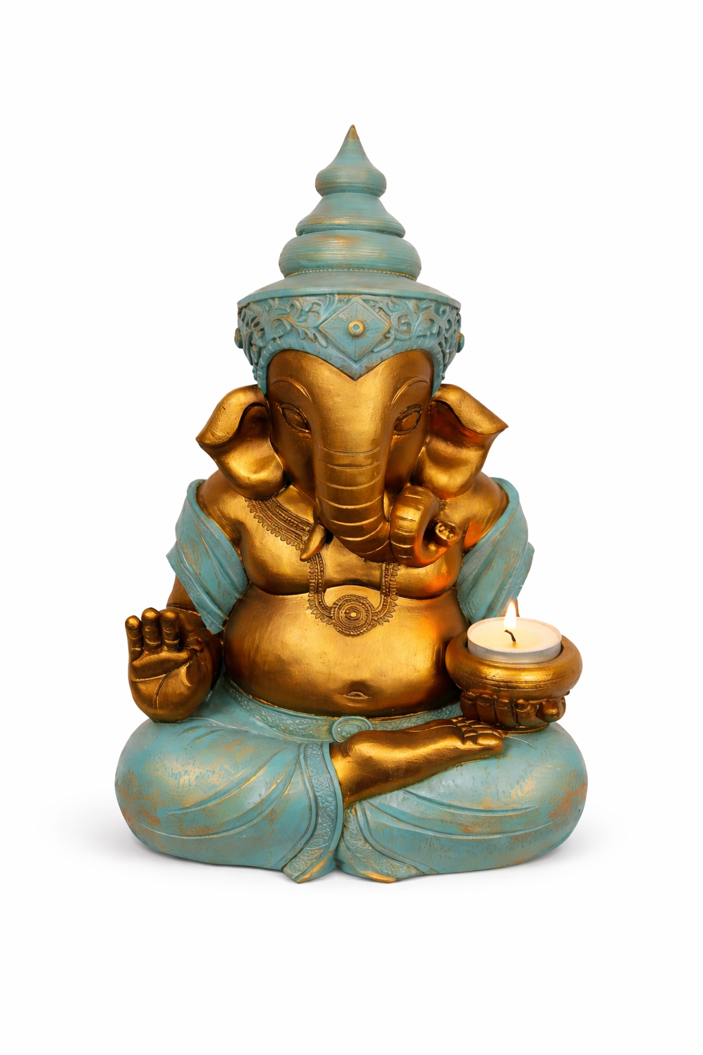 Blessed Ganesha Candle Holder Statue