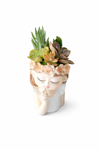 Fairy Princess Thinking Girl Succulent Pot - (20cmH)