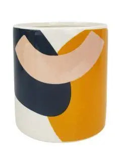 Elena Abstract Planter - Blue & Yellow
