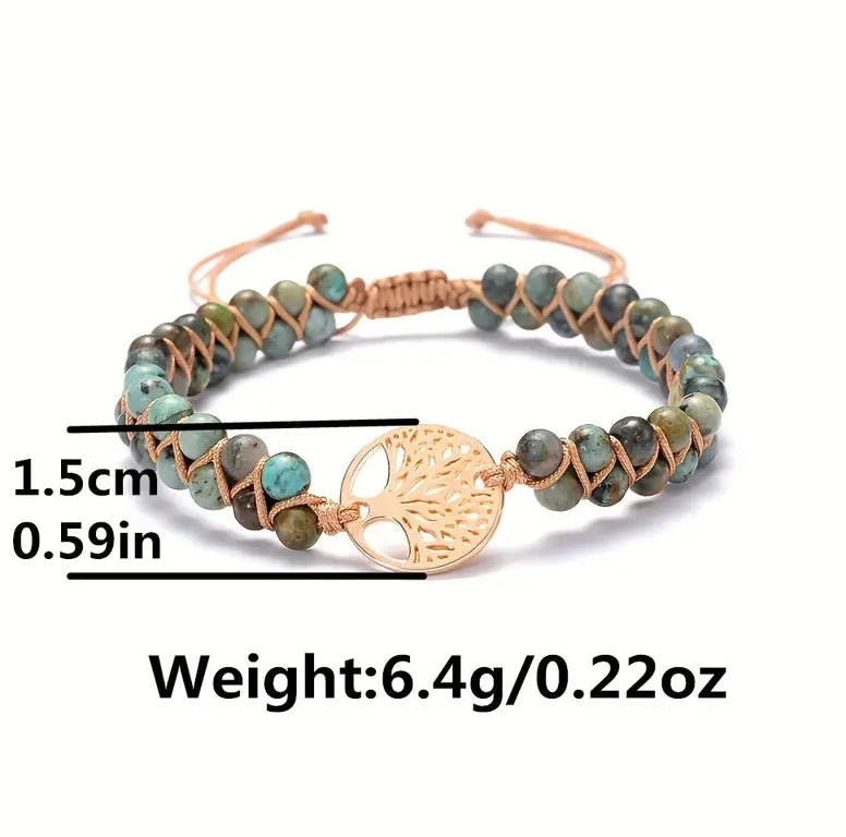 Double Row Natural Woven Rope 'Tree of life' Bracelets