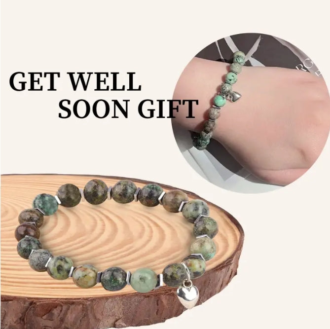 Natural Stone Beaded Bracelet, with Blessings Inspirational Cards, Healing Bracelet Gift for Men & Women