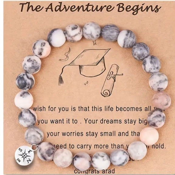 Natural Stone Beaded Bracelet, with Blessings Inspirational Cards, Healing Bracelet Gift for Men & Women