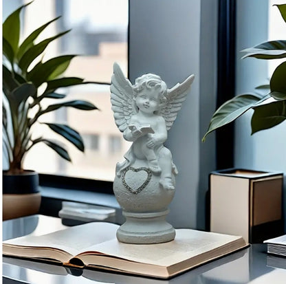 Cherub Statue with Heart Decoration: Perfect for garden / Home Decor