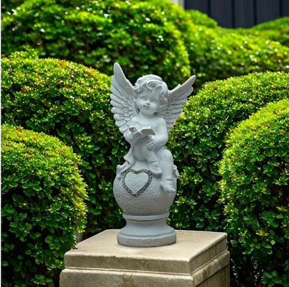 Cherub Statue with Heart Decoration: Perfect for garden / Home Decor