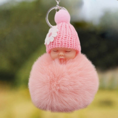 Adorned 'Sleeping baby doll' plush Key chain