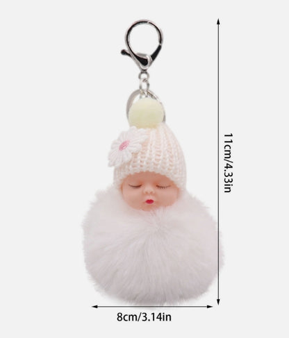 Adorned 'Sleeping baby doll' plush Key chain