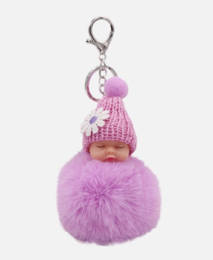 Adorned 'Sleeping baby doll' plush Key chain