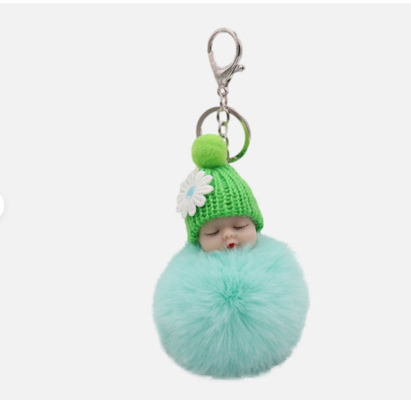 Adorned 'Sleeping baby doll' plush Key chain